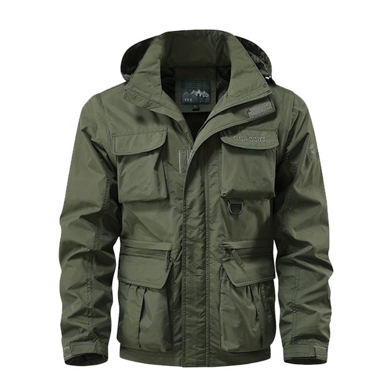 Outdoor Sport Waterproof Jacket - Çıkarılabilir Kapüşonlu Erkek Rüzgar Geçirmez Su