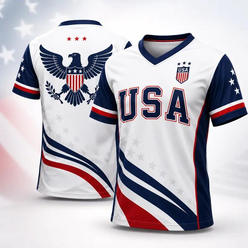 Outdoor Sport Usa - USA Eagle Grafik Baskılı Antrenman Forması